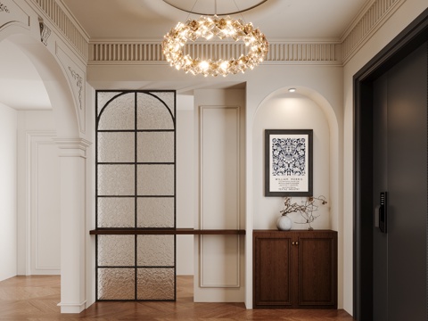 奶油中古风玄关su模型