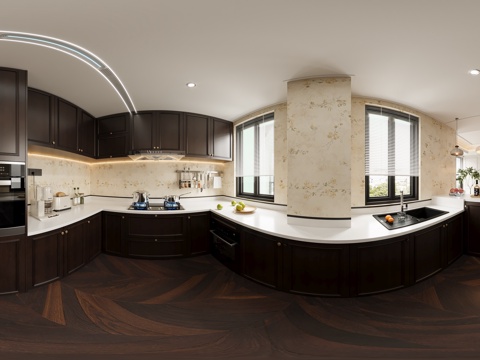  法式复古全景厨房 