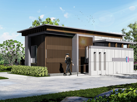 现代公厕 公共卫生间建筑  户外厕所su模型