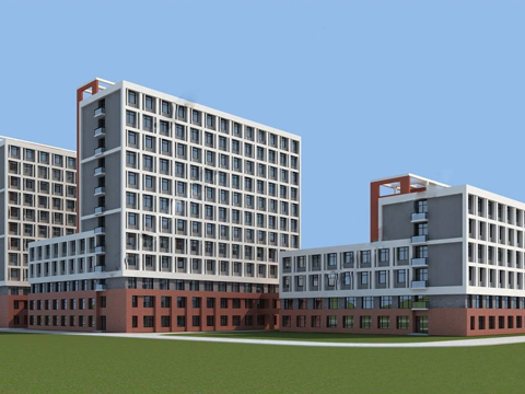 现代学校宿舍楼 宿舍外观 学生宿舍 学校建筑su模型