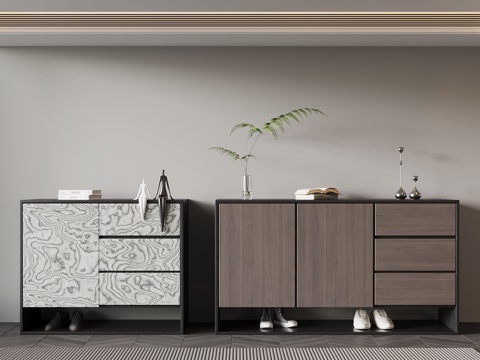 现代意式鞋柜 包豪斯鞋柜 玄关柜su模型