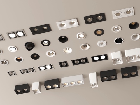 现代筒灯射灯 明装筒灯射灯 内嵌筒灯射灯su模型