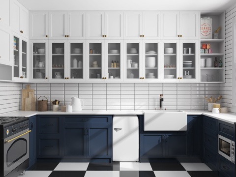  简欧欧式厨房厨房用品陈设3d模型 