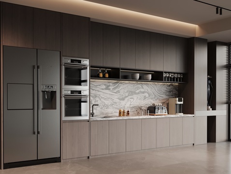 现代意式橱柜 餐边柜su模型