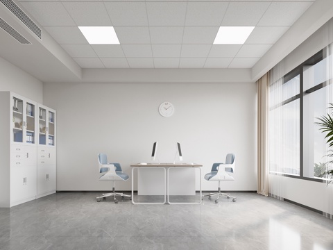  员工办公室3d模型 