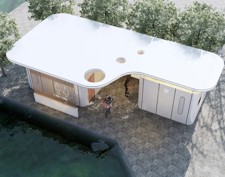 现代公共厕所 公共卫生间 户外厕所建筑su模型