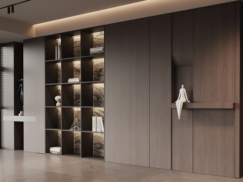 现代意式书柜 置物柜su模型