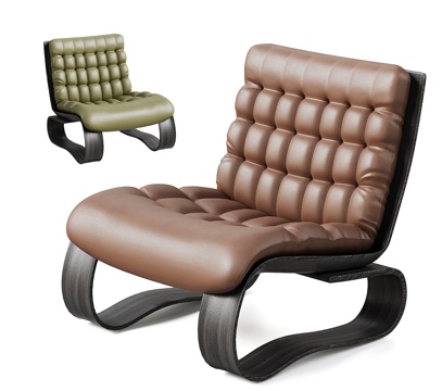 现代中古风休闲椅 摇椅 皮革沙发椅 扶手椅su模型