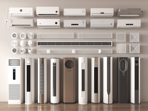 现代空调 壁挂式空调 立式空调 中央空调出风口su模型