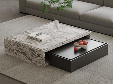 现代意式茶几su模型