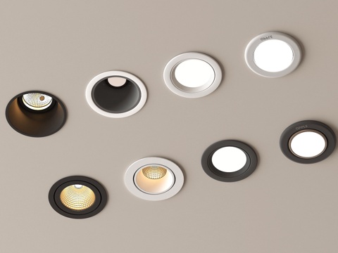 现代筒灯射灯 内嵌筒灯射灯  牛角灯su模型