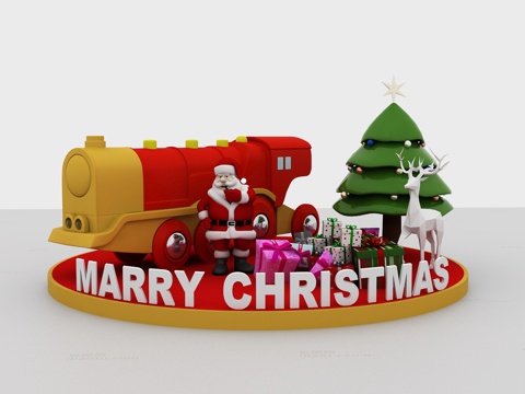  现代圣诞老人 圣诞树 圣诞鹿 圣诞装饰美陈 DP小景3d模型 