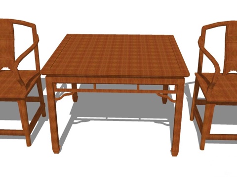 实木桌椅 实木椅子 实木桌子 椅子 桌子 茶几su模型