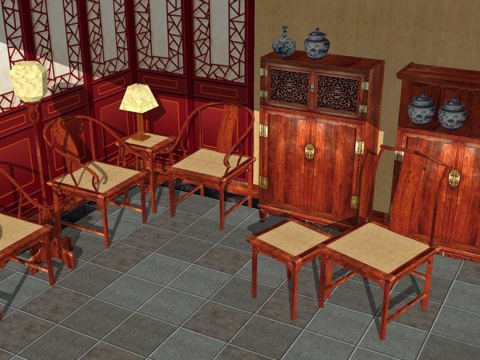 实木桌椅 实木椅子 实木桌子 椅子 桌子 茶几su模型