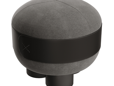  现代意式布艺皮革圆凳3d模型 