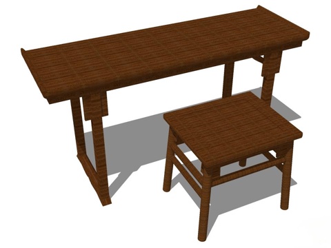 实木桌椅 实木椅子 实木桌子 椅子 桌子 书法桌su模型