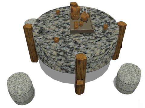 实木桌椅 实木椅子 实木桌子 椅子 桌子 茶桌椅su模型