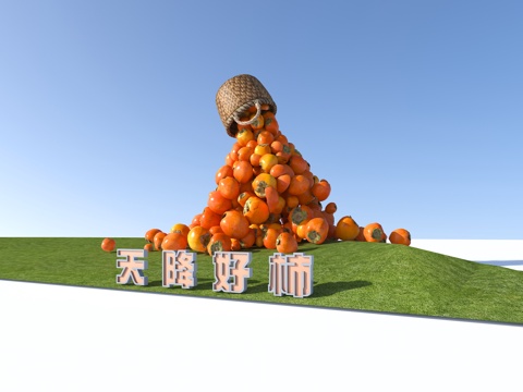现代柿子雕塑 天降好柿 柿子主题雕塑小品 乡村雕塑 柿子小品su模型
