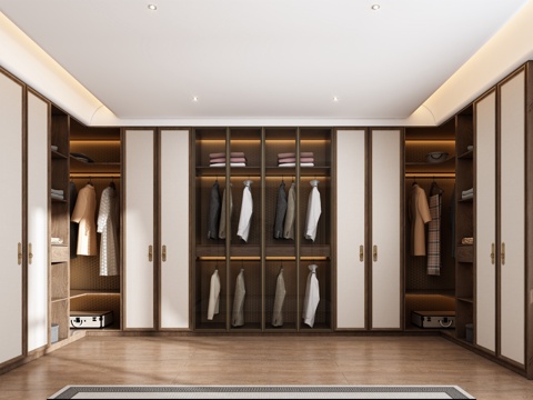  新中式衣帽间3d模型 