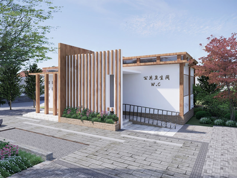 现代公厕 公共卫生间建筑su模型