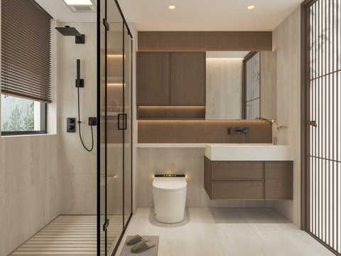  新中式卫生间3d模型 