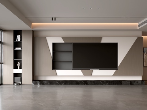  意式客厅 现代客厅 电视背景墙 电视柜 客厅背景3d模型 