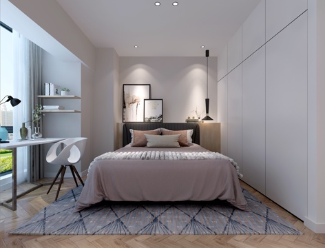  北欧 卧室 吊灯挂画3d模型 