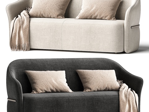  现代轻奢双人布艺休闲沙发3d模型 