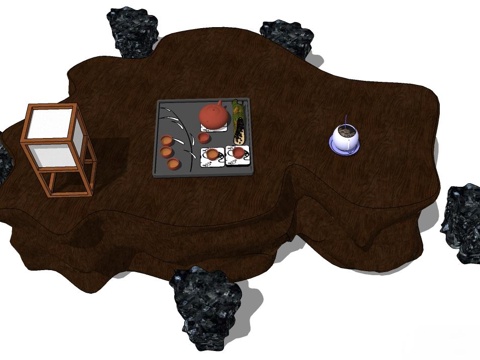 实木桌椅 实木椅子 实木桌子 椅子 桌子 茶桌椅su模型