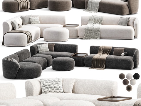  现代意式 Meridiani Rene 布艺组合沙发3d模型 