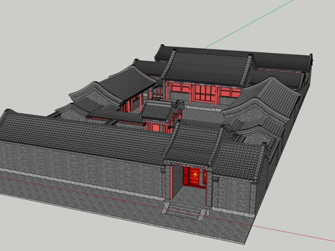 北京四合院 古建筑su模型