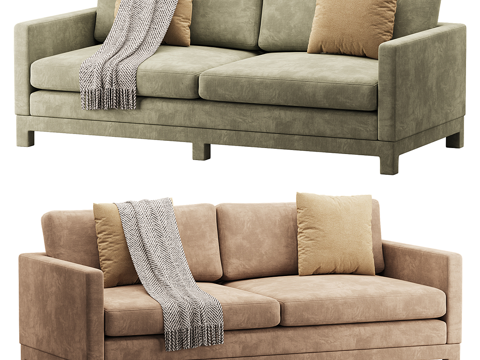  现代 Ashford 双人布艺休闲沙发3d模型 