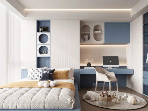  现代儿童榻榻米卧室3d模型 