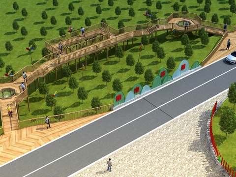  景观台 观景平台 木栈道 木平台 景观长廊 木桥 景区3d模型 