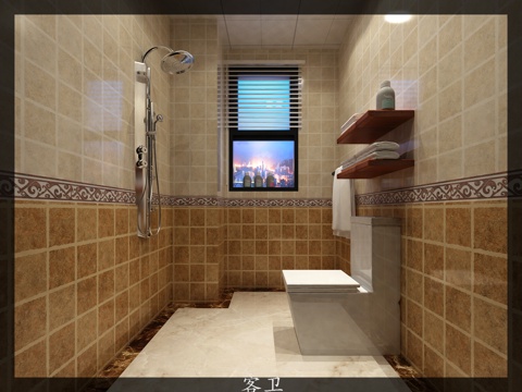  现代风格卫生间黑白灰卫生间马桶现代洗手盆3d模型 