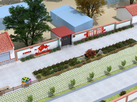  美丽乡村 乡村街道 乡村治理 乡村振兴 党建宣传 街道 花墙3d模型 