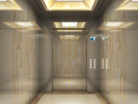  现代电梯轿厢商场3d模型 