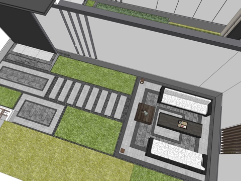 庭院景观别墅小院景观su模型