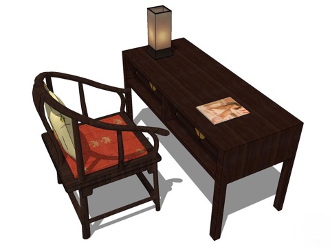 实木桌椅 实木椅子 实木桌子 椅子 桌子 书桌 书桌椅su模型