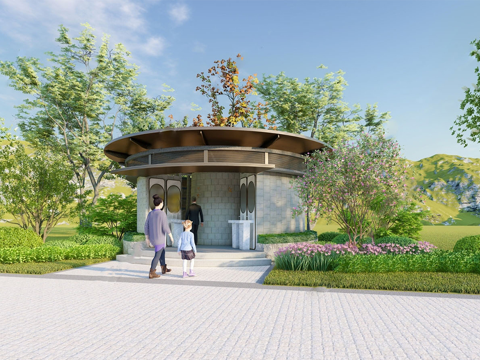 新中式公厕 公共卫生间建筑su模型