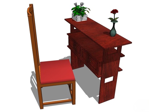 实木桌椅 实木椅子 实木桌子 椅子 桌子 茶几su模型