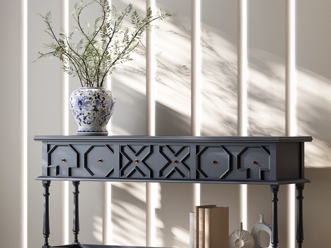 美式斗柜 美式装饰柜 美式玄关柜 美式餐边柜 美式边柜su模型