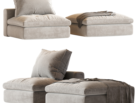  现代 Dream Navy Ottoman 沙发凳3d模型 