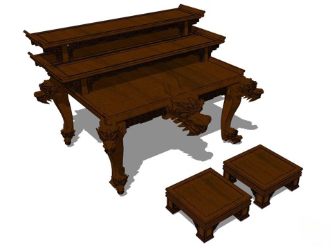实木桌椅 实木椅子 实木桌子 椅子 桌子 茶几su模型