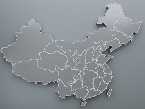  现代中国地图墙饰拼图挂件科技室 地图 金属墙饰 现代墙饰3d模型 