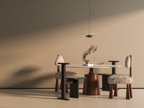  中古餐桌椅 圆形餐桌椅3d模型 