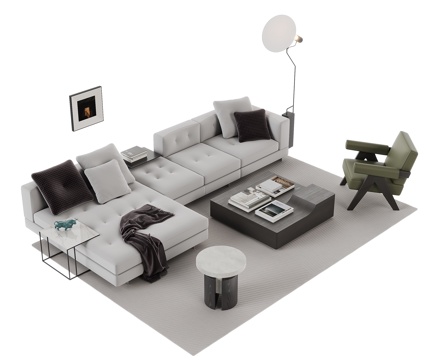  现代沙发茶几组合3d模型 