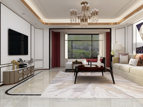  后现代客厅3d模型 