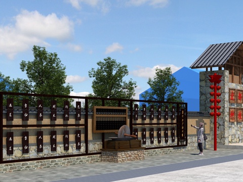  医药 制药厂 雕塑 大门 算盘 药碾子 碾子 铁碾子 灯笼3d模型 