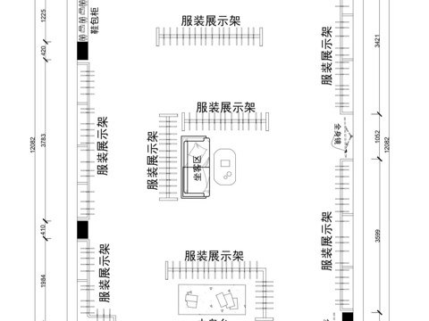 现代服装店平面布局图cad施工图